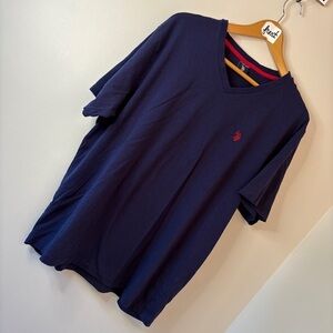U.S. Polo Assn Navy Blue Short Sleeve Tee V-neck Shirt Men’s XL great preworn co